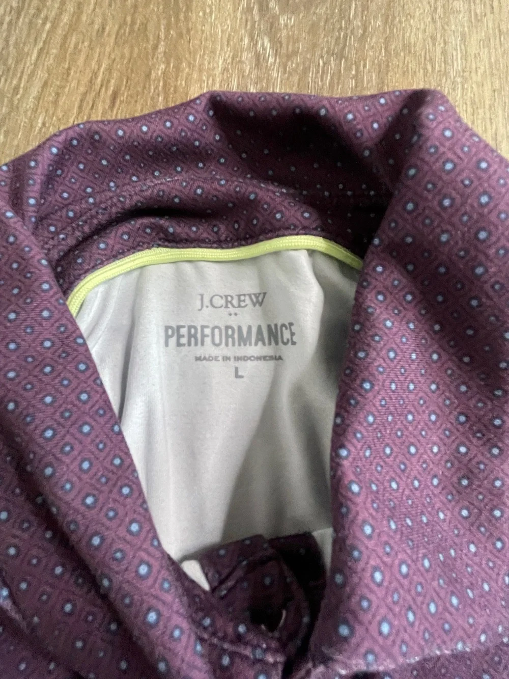 J. Crew Performance Men's Purple Polo  with Micro Dot Pattern L
